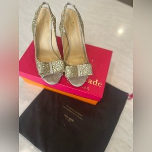 Kate Spade Charm Glitter Gold Slingback Heels